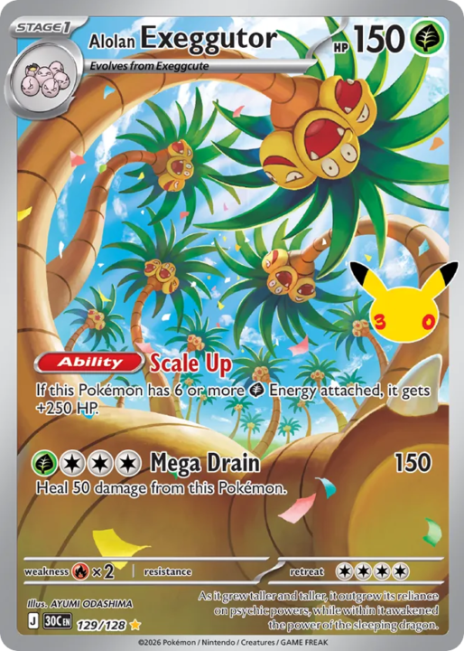 Alolan Exeggutor 129/128 30th Celebration English card front
