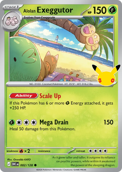 Alolan Exeggutor 2/128 30th Celebration English card front