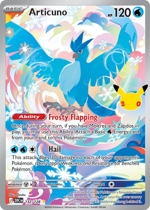 Articuno 132/128 30th Celebration English card front