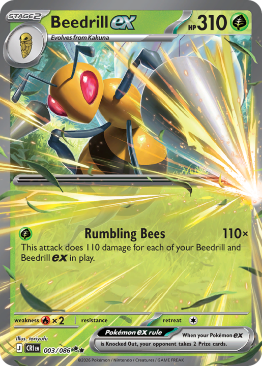 Beedrill ex 3/86 Chaos Rising English card front