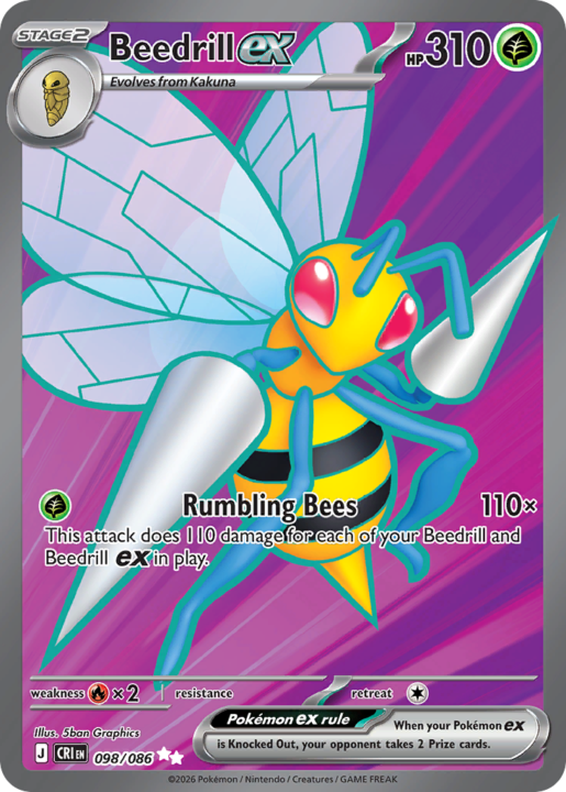 Beedrill ex 98/86 Chaos Rising English card front