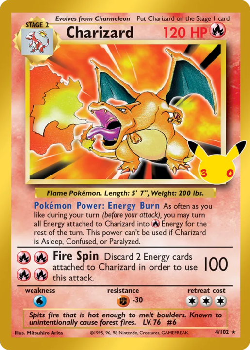 Charizard 4 30th Celebration: Classic Collection English card front