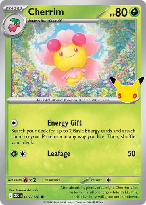 Cherrim 7/128 30th Celebration English card front