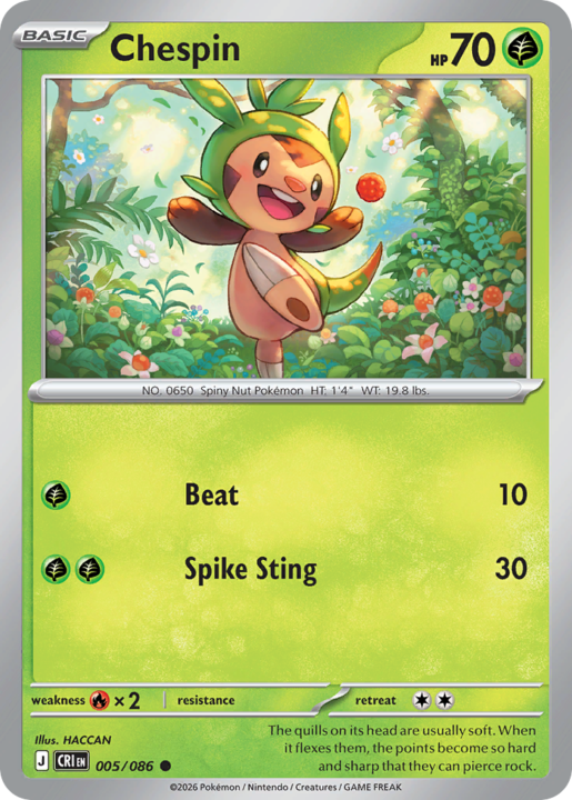 Chespin 5/86 Chaos Rising English card front