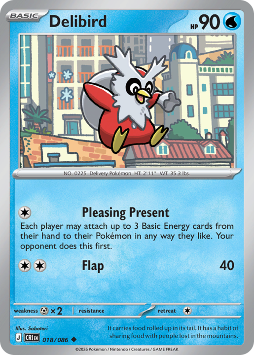 Delibird 18/86 Chaos Rising English card front