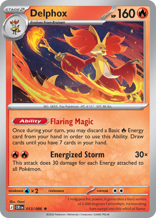 Delphox 13/86 Chaos Rising English card front