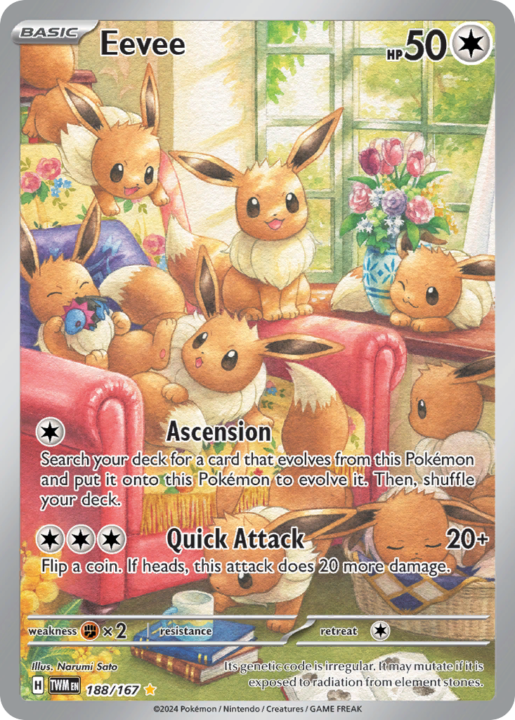 Eevee 188/167 Twilight Masquerade Illustration Rare English card front