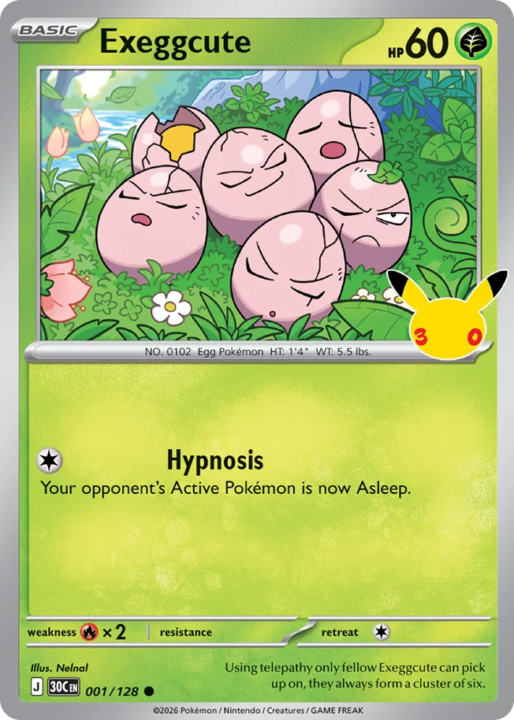 Exeggcute 1/128 30th Celebration English card front
