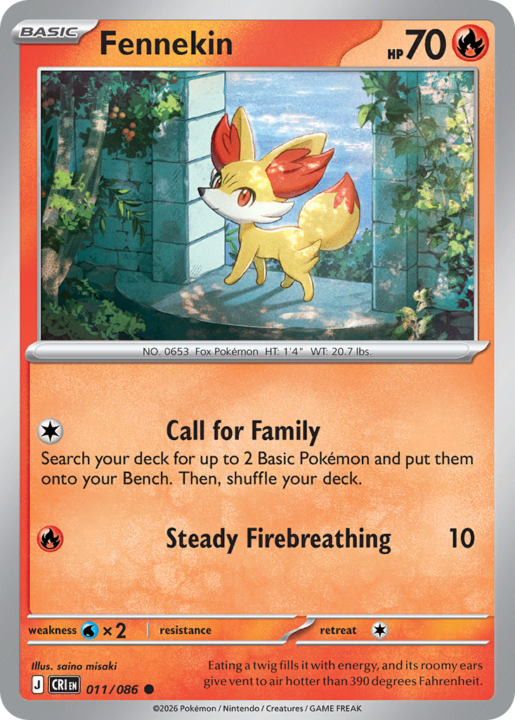 Fennekin 11/86 Chaos Rising English card front