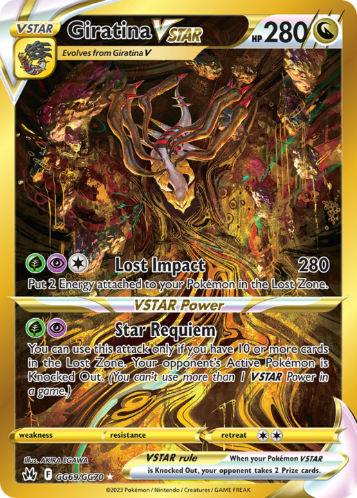 Giratina VSTAR GG69/GG70 Crown Zenith: Galarian Gallery Galarian Gallery Gold Rare English card front