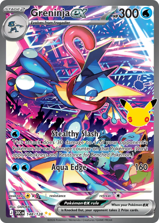 Greninja ex 148/128 30th Celebration English card front