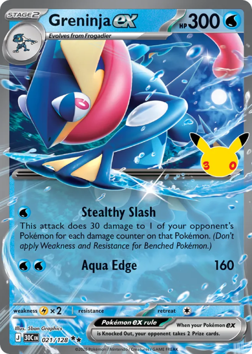Greninja ex 21/128 30th Celebration English card front