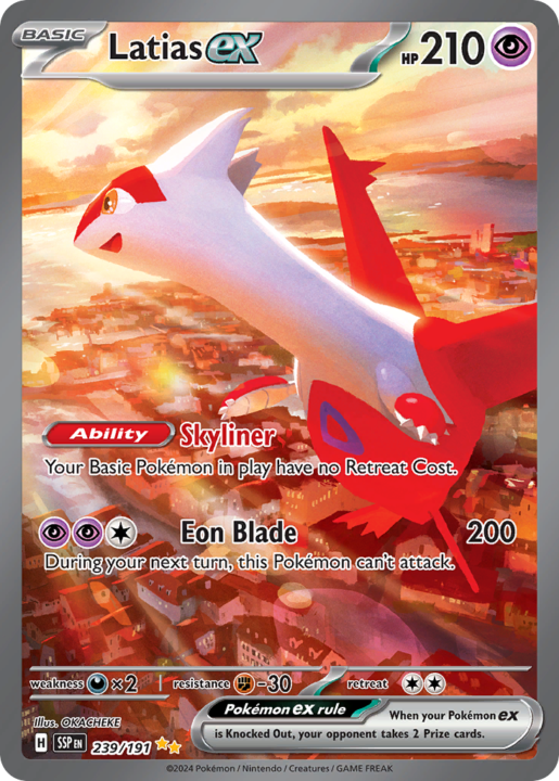 Latias ex 239/191 Surging Sparks Special Illustration Rare English card front