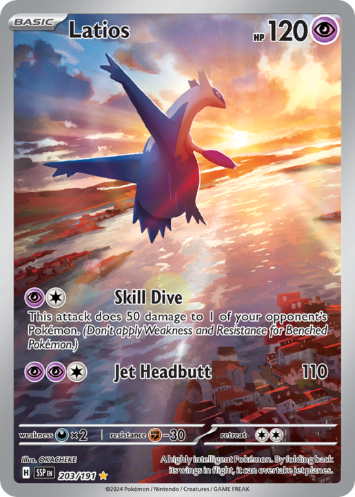 Latios 203/191 Surging Sparks Illustration Rare English card front