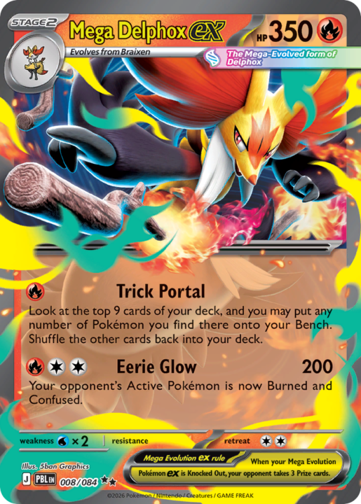 Mega Delphox ex 8/84 Pitch Black English card front