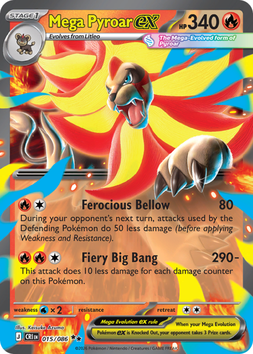 Mega Pyroar ex 15/86 Chaos Rising English card front