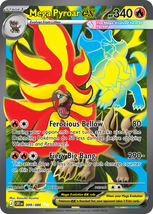 Mega Pyroar ex 99/86 Chaos Rising English card front