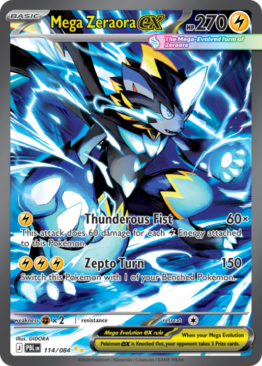Mega Zeraora ex 114/84 Pitch Black English card front