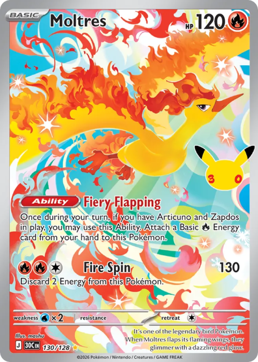 Moltres 130/128 30th Celebration English card front