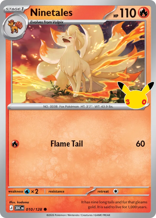 Ninetales 10/128 30th Celebration English card front