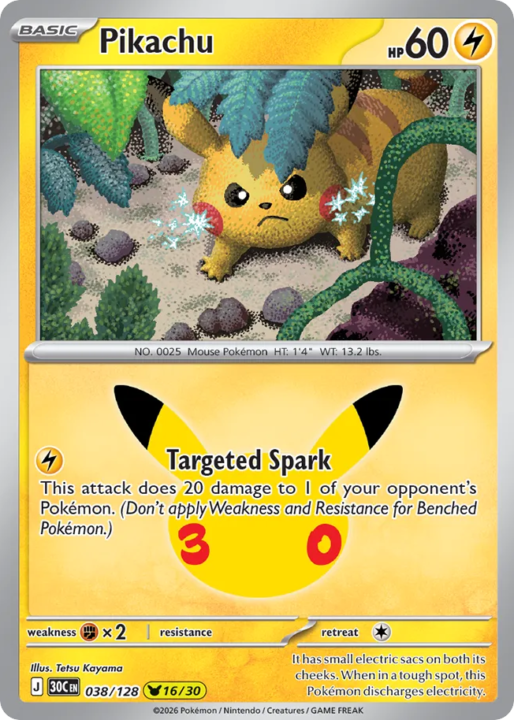 Pikachu 38/128 30th Celebration English card front