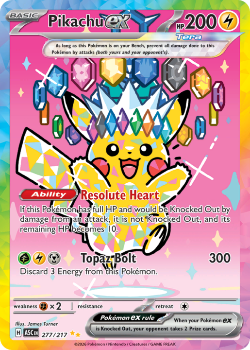 Pikachu ex 277/217 Ascended Heroes English card front