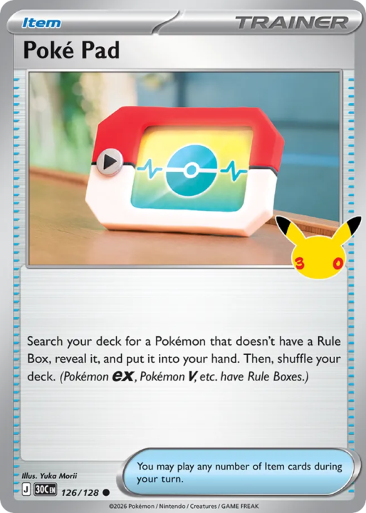Poké Pad 126/128 30th Celebration English card front