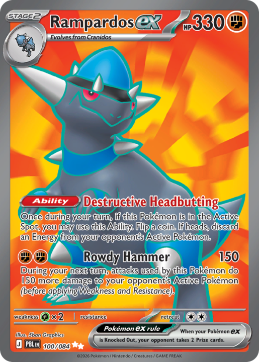 Rampardos ex 100/84 Pitch Black English card front