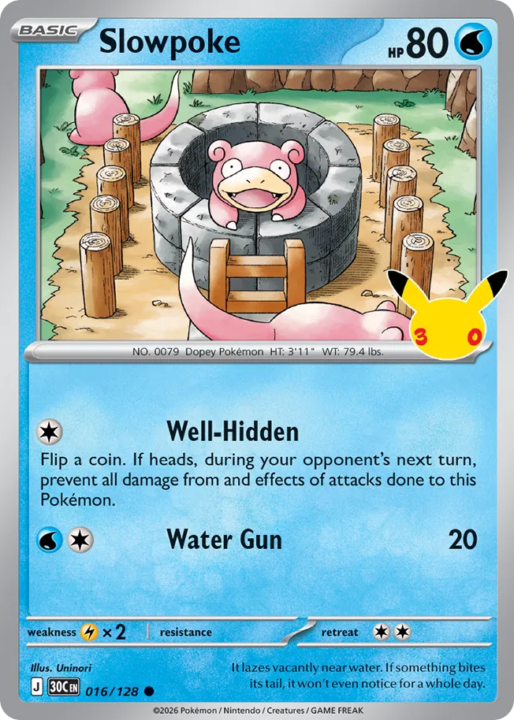 Slowpoke 16/128 30th Celebration English card front