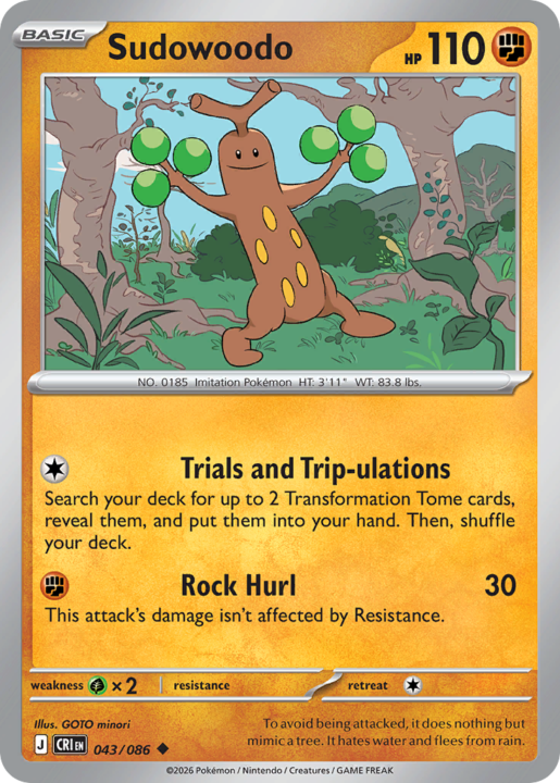 Sudowoodo 43/86 Chaos Rising English card front