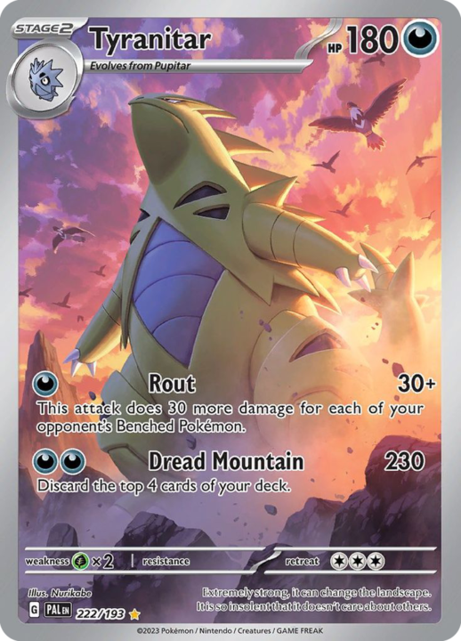 Tyranitar 222/193 Paldea Evolved Illustration Rare English card front