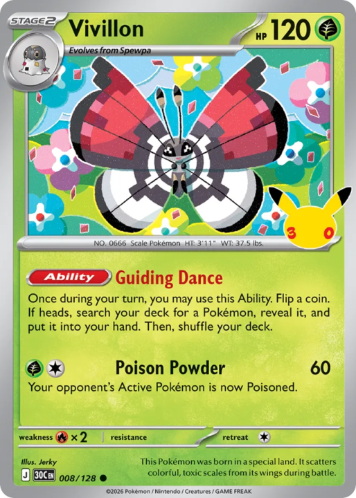Vivillon 8/128 30th Celebration English card front