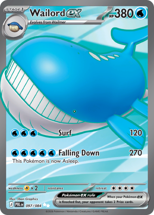 Wailord ex 97/84 Pitch Black English card front