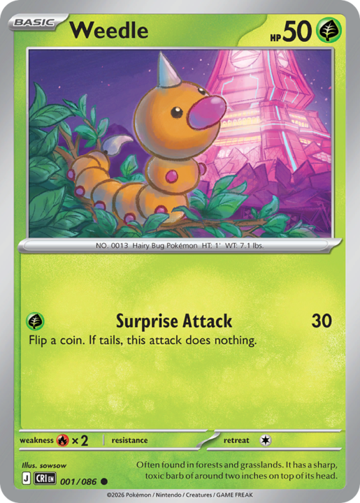 Weedle 1/86 Chaos Rising English card front