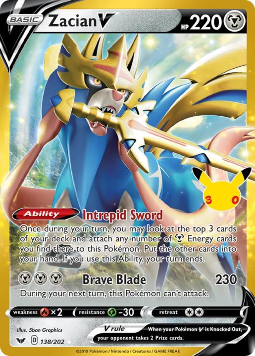 Zacian V 138 30th Celebration: Classic Collection English card front